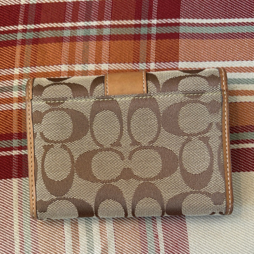 Coach Signature Brown and Tan Wallet - Picture 2 of 7